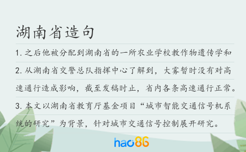 湖南省造句