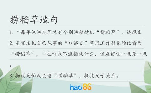 捞稻草造句
