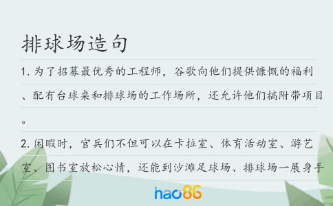 排球场造句