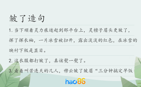 皱了造句