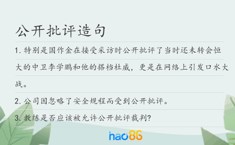 公开批评造句