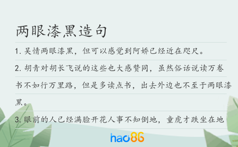 两眼漆黑造句