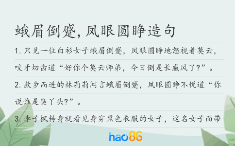 蛾眉倒蹙,凤眼圆睁造句