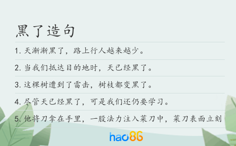 黑了造句