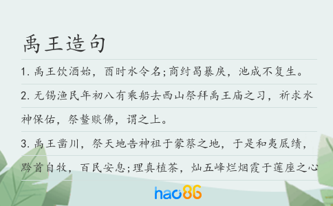 禹王造句