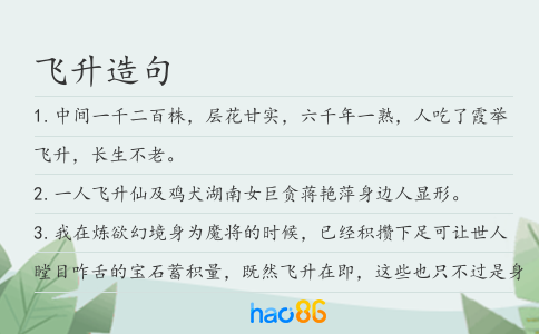 飞升造句