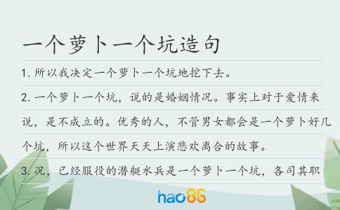 一个萝卜一个坑造句