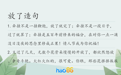 放了造句