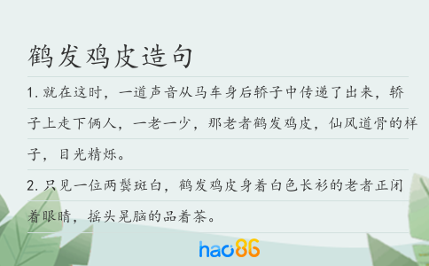 鹤发鸡皮造句