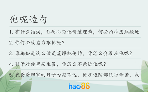 他呢造句