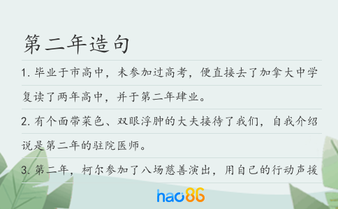 第二年造句