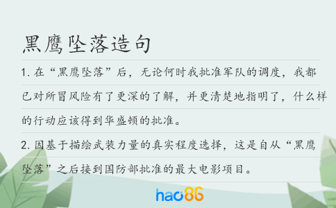 黑鹰坠落造句