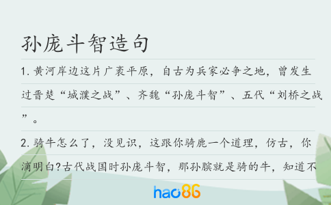孙庞斗智造句