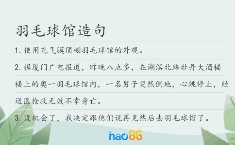 羽毛球馆造句