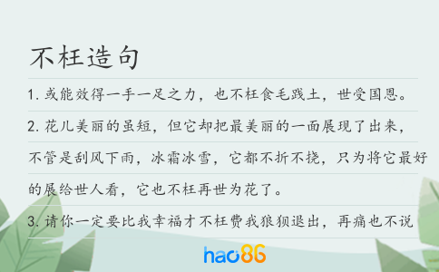 不枉造句