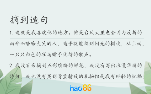 摘到造句