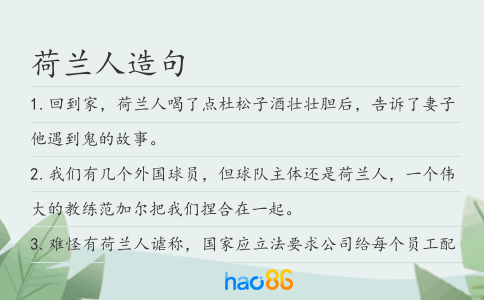 荷兰人造句