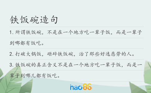 铁饭碗造句