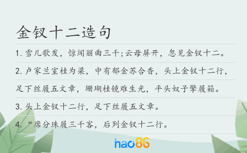 金钗十二造句