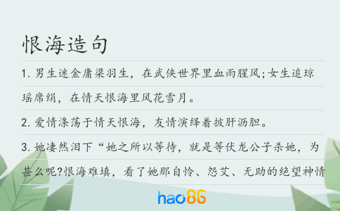 恨海造句