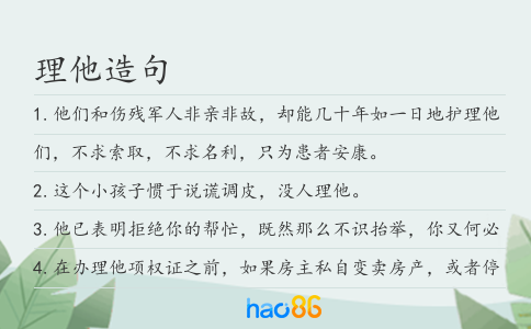 理他造句