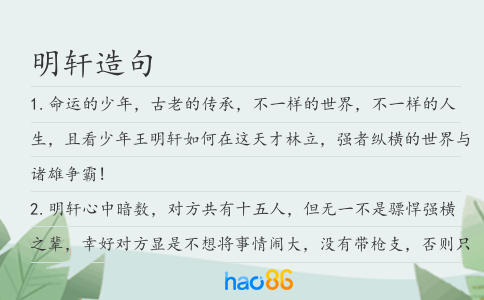 明轩造句