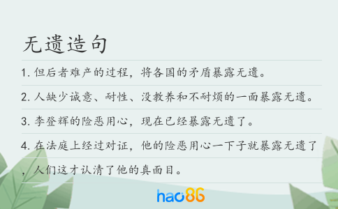 无遗造句