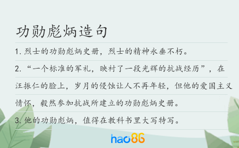 功勋彪炳造句