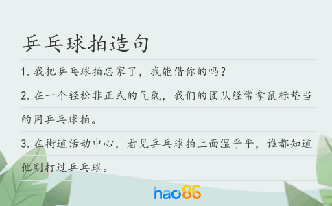 乒乓球拍造句