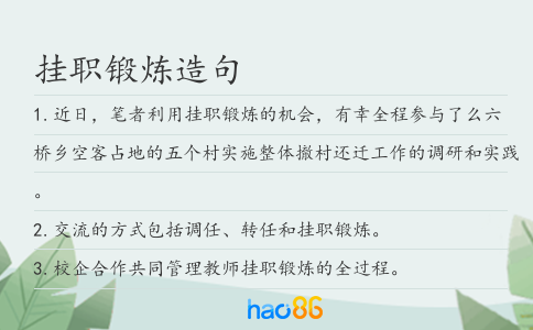 挂职锻炼造句