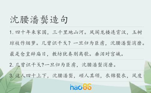 沈腰潘鬓造句