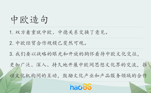中欧造句