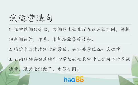 试运营造句
