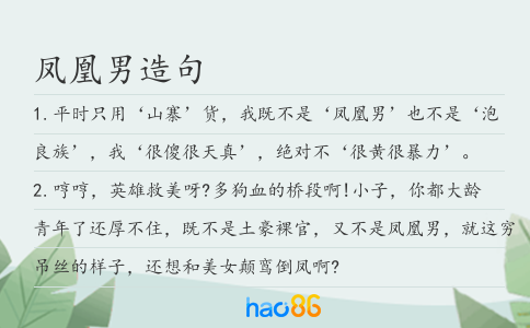 凤凰男造句