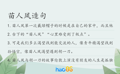 苗人凤造句