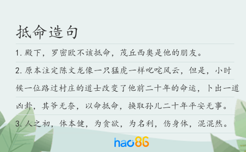 抵命造句