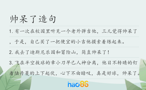 帅呆了造句