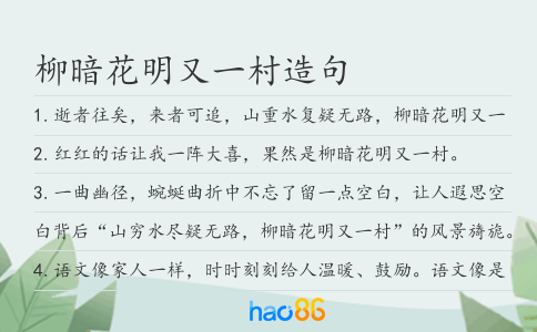 柳暗花明又一村造句