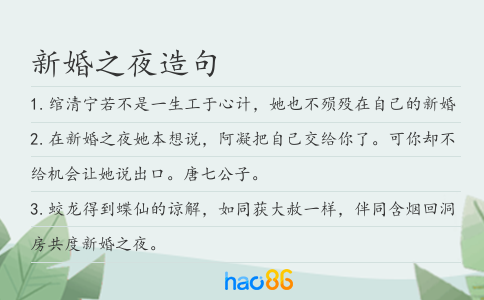新婚之夜造句