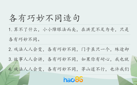 各有巧妙不同造句