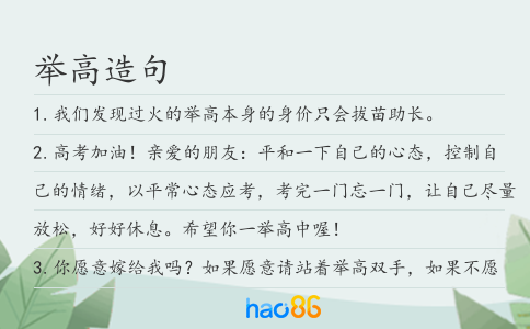 举高造句