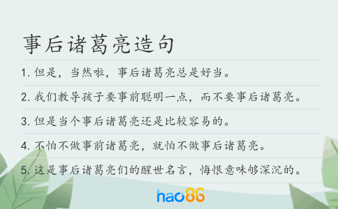 事后诸葛亮造句