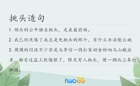 挑头造句