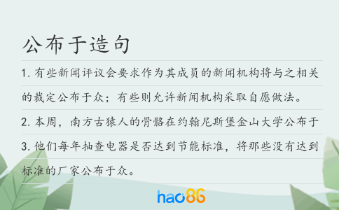 公布于造句