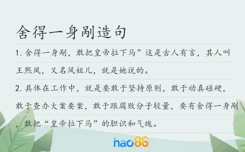 舍得一身剐造句