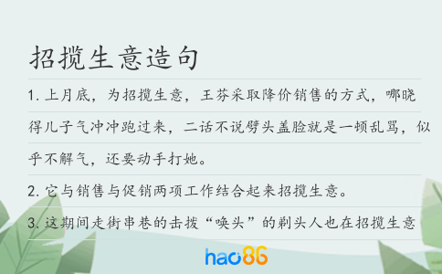 招揽生意造句