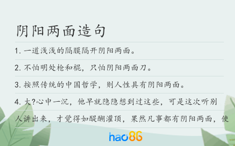 阴阳两面造句