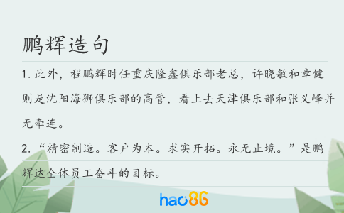 鹏辉造句