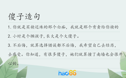 傻子造句