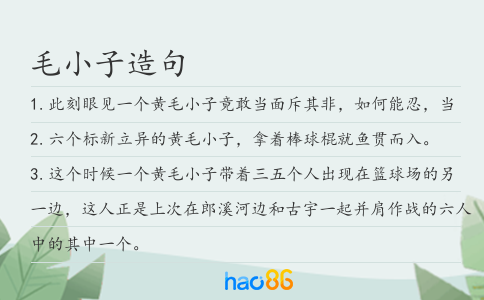 毛小子造句